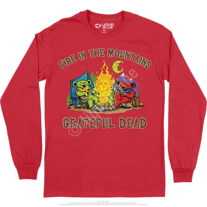Liquid Blue Long Sleeve Men Fire In The Mountain Long Sleeve TShirt