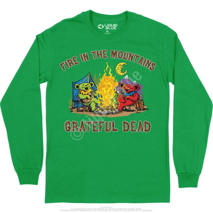 Liquid Blue Long Sleeve Men Fire In The Mountain Long Sleeve TShirt