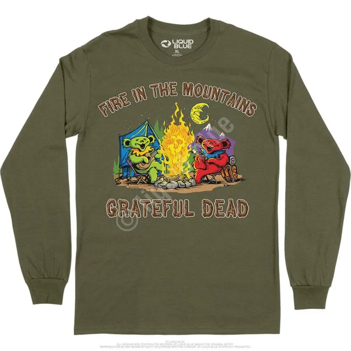 Liquid Blue Long Sleeve Men Fire In The Mountain Long Sleeve TShirt