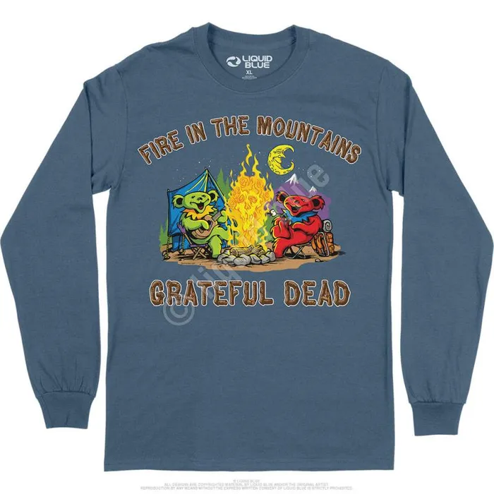 Liquid Blue Long Sleeve Men Fire In The Mountain Long Sleeve TShirt