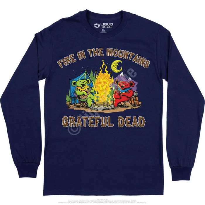 Liquid Blue Long Sleeve Men Fire In The Mountain Long Sleeve TShirt