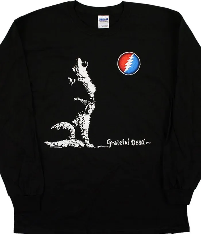 Liquid Blue Long Sleeve Men GD Wolf Moon Black Long Sleeve TShirt