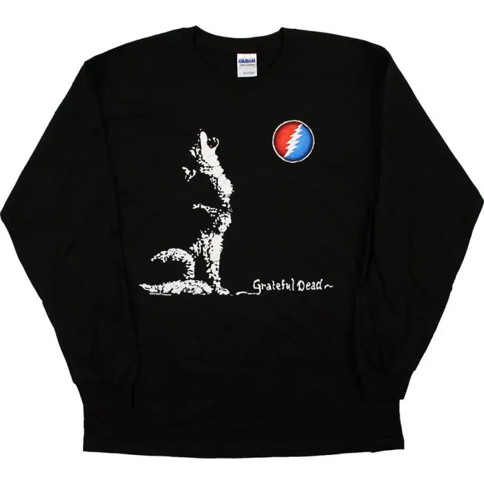 Liquid Blue Long Sleeve Men GD Wolf Moon Black Long Sleeve TShirt