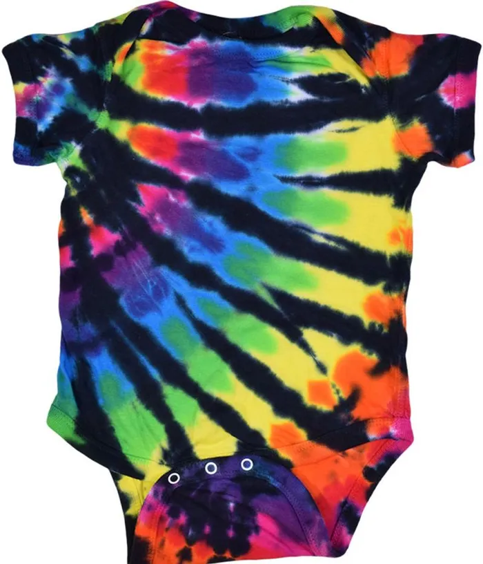 Liquid Blue Onesies Kids Rainbow Black Streak TieDye Onesie