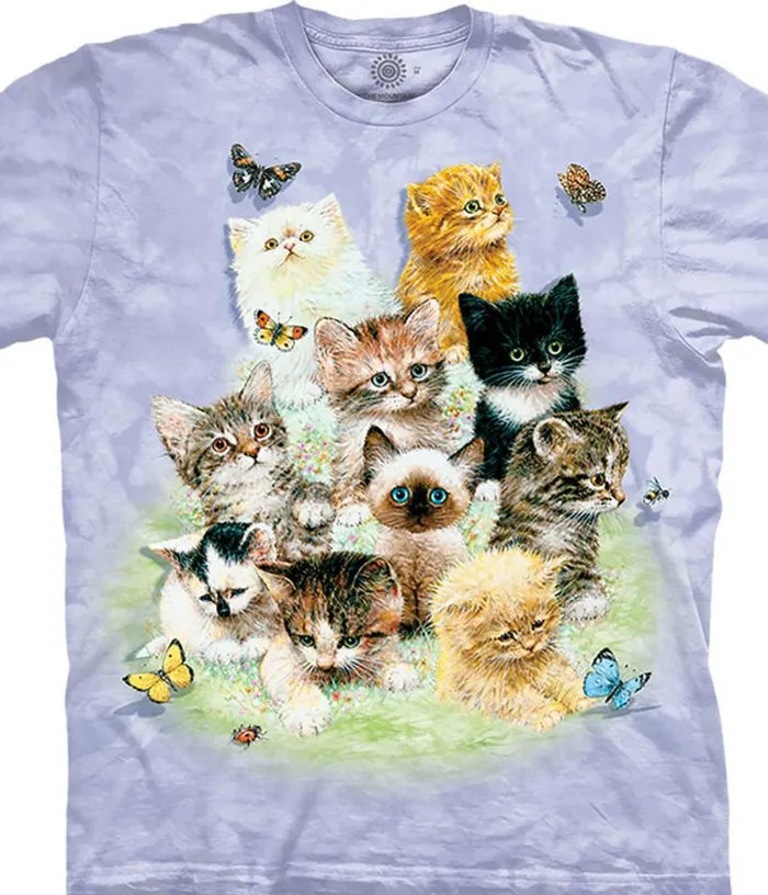 Liquid Blue TShirt Men 10 Kittens Classic Cotton TShirt