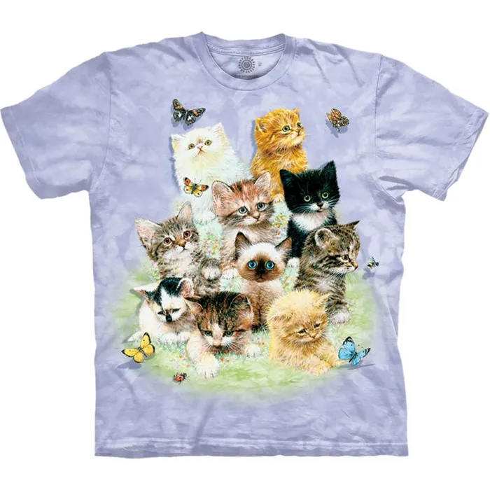 Liquid Blue TShirt Men 10 Kittens Classic Cotton TShirt