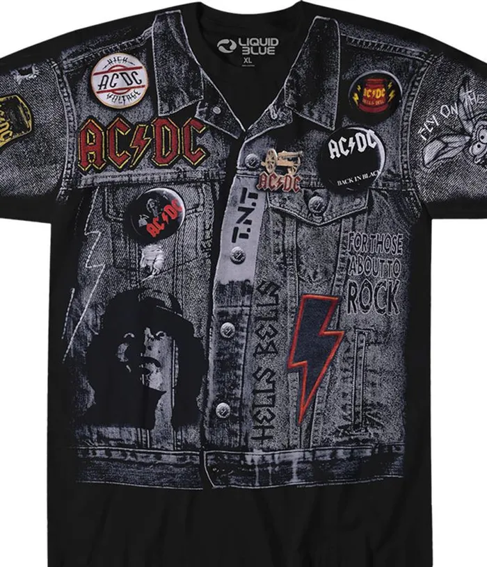 Liquid Blue TShirt Men ACDC Jacket Black TShirt