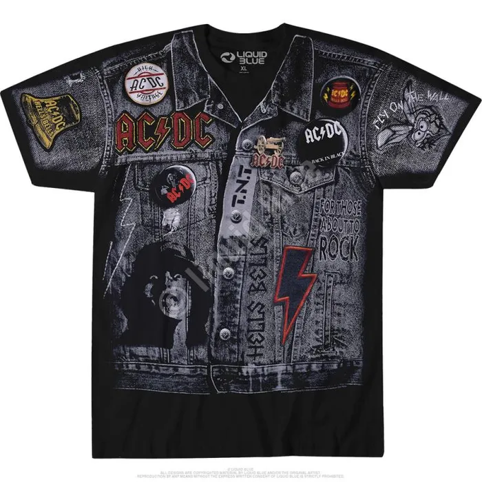 Liquid Blue TShirt Men ACDC Jacket Black TShirt