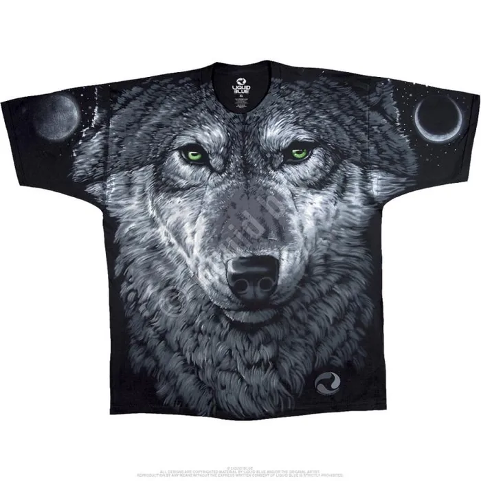 Liquid Blue TShirt Men Arctic Wolf Black TShirt