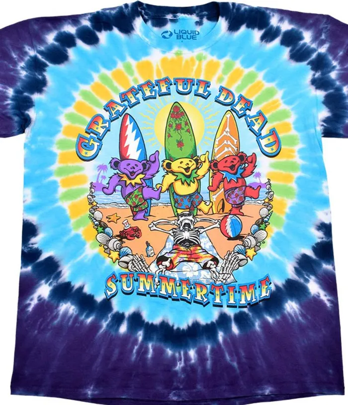 Liquid Blue TShirt Men Beach Bear Bingo TieDye TShirt