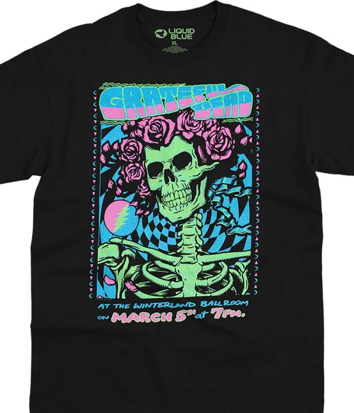 Liquid Blue TShirt Men Bertha Blacklight Black TShirt