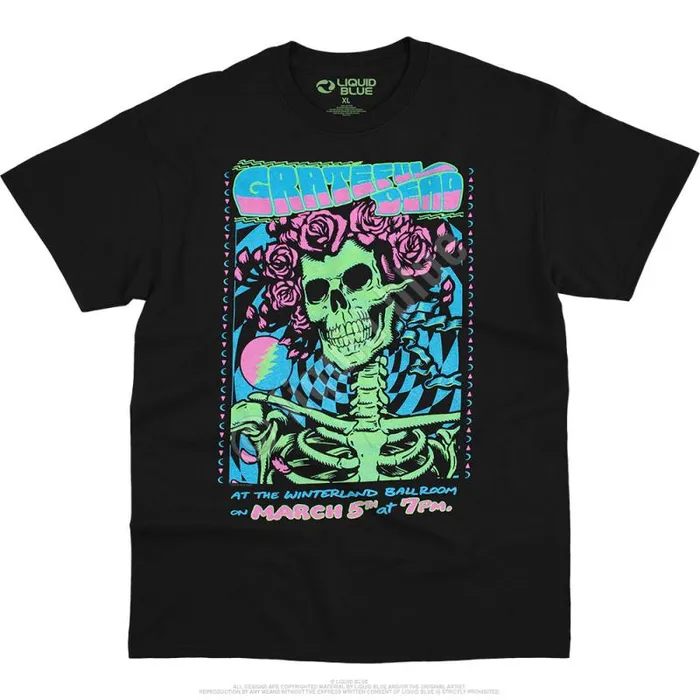 Liquid Blue TShirt Men Bertha Blacklight Black TShirt