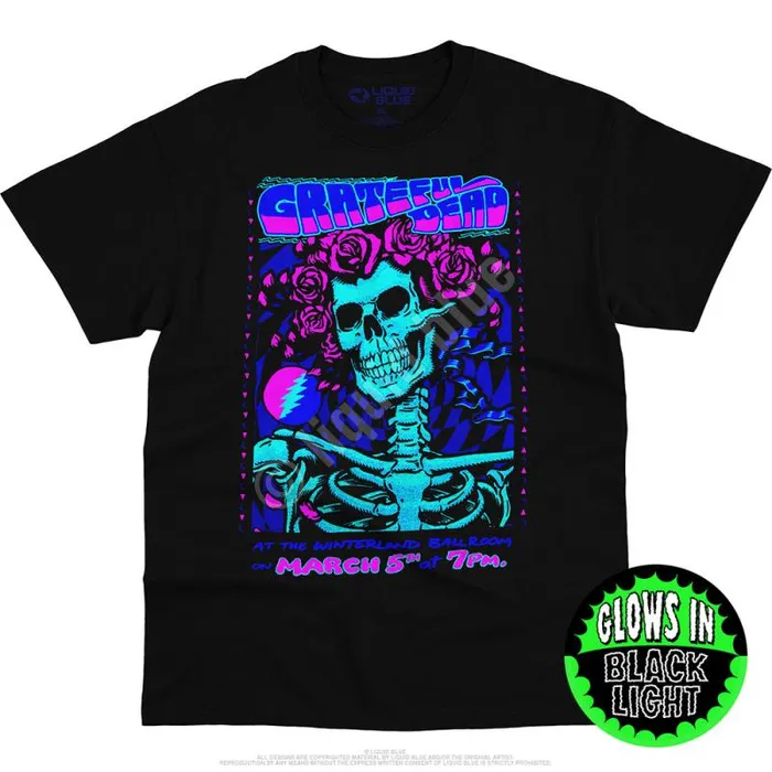 Liquid Blue TShirt Men Bertha Blacklight Black TShirt
