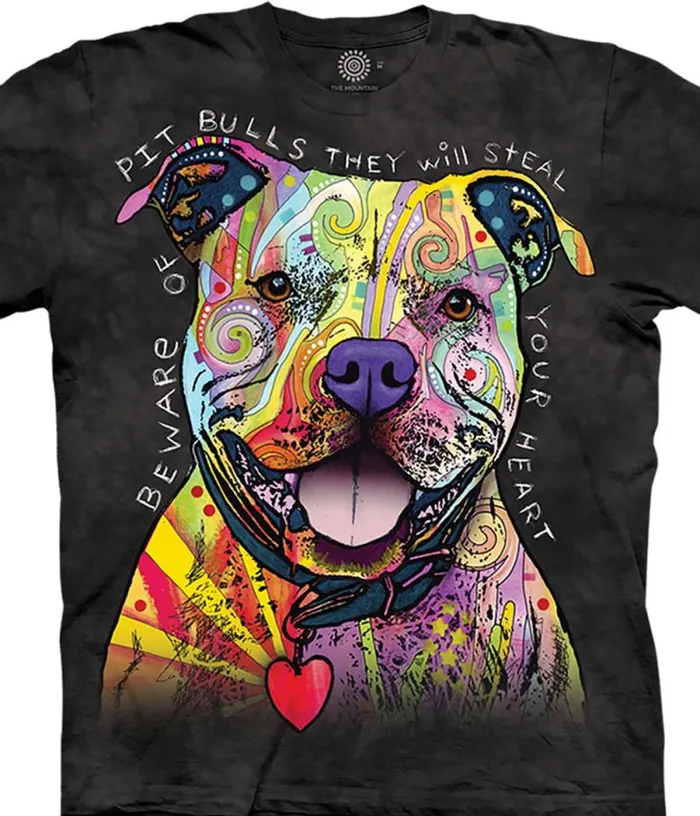 Liquid Blue TShirt Men Beware Of Pitbulls Classic Cotton TShirt