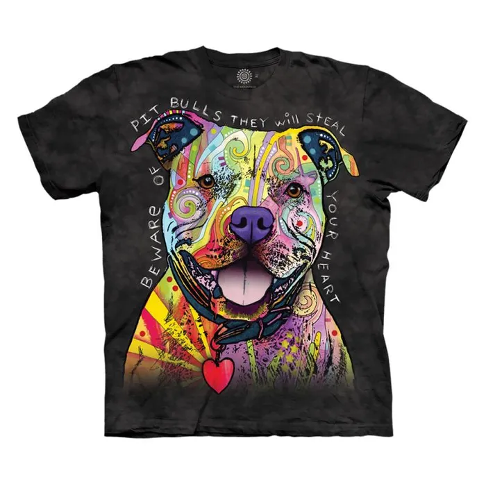 Liquid Blue TShirt Men Beware Of Pitbulls Classic Cotton TShirt