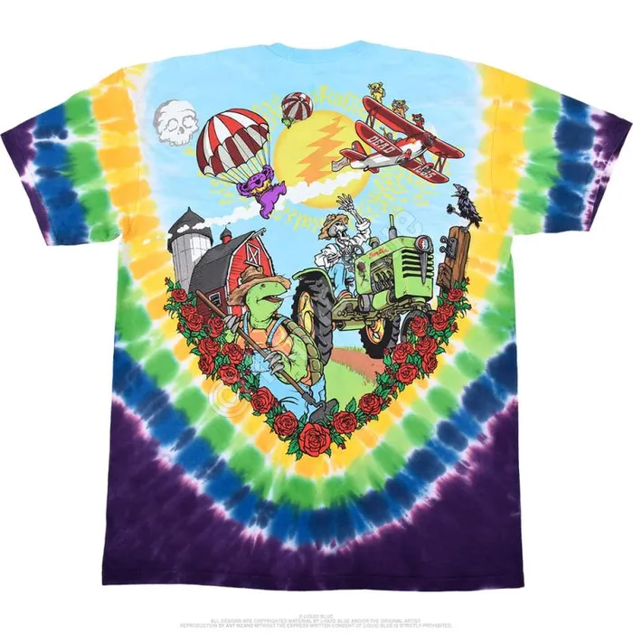 Liquid Blue TShirt Men BiPlane Bears TieDye TShirt
