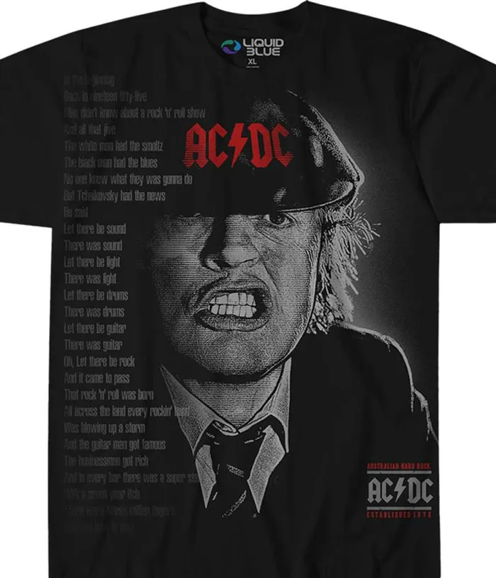 Liquid Blue TShirt Men Big Face Angus Black TShirt