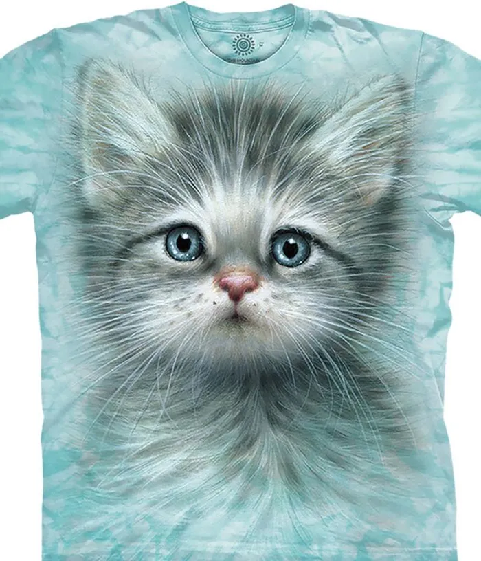 Liquid Blue TShirt Men Blue Eyed Kitten Classic Cotton TShirt