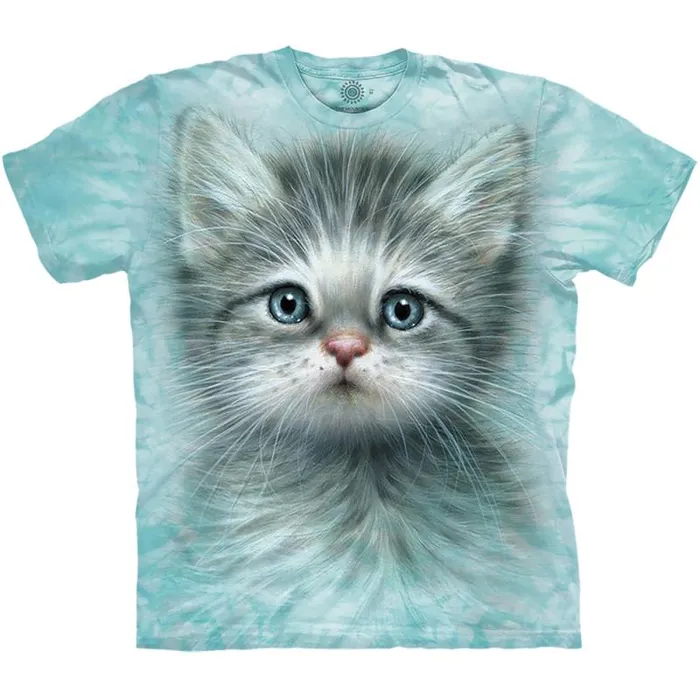 Liquid Blue TShirt Men Blue Eyed Kitten Classic Cotton TShirt