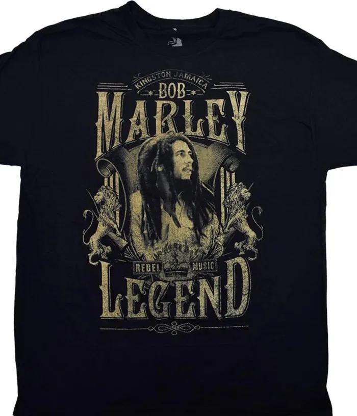 Liquid Blue TShirt Men Bob Marley Rebel Legends Black TShirt
