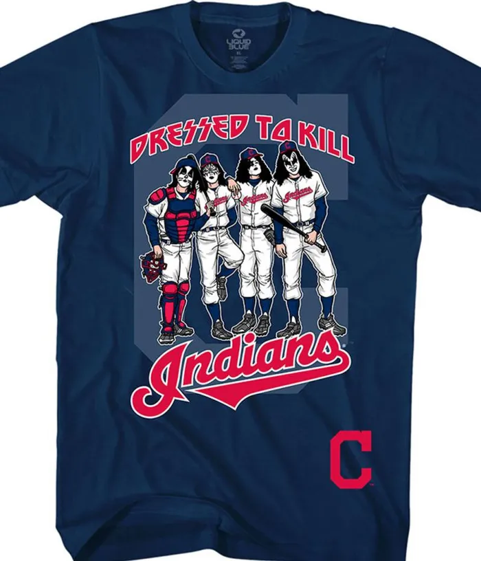Liquid Blue TShirt Men Cleveland Indians Dressed To Kill Navy TShirt