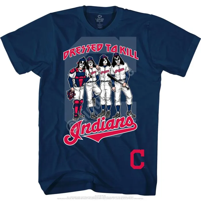Liquid Blue TShirt Men Cleveland Indians Dressed To Kill Navy TShirt