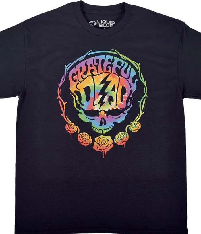 Liquid Blue TShirt Men Deadhead Black TShirt