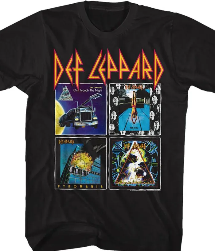 Liquid Blue TShirt Men Def Leppard Albums Black TShirt