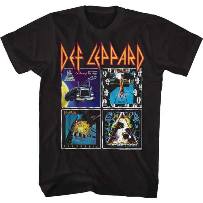 Liquid Blue TShirt Men Def Leppard Albums Black TShirt