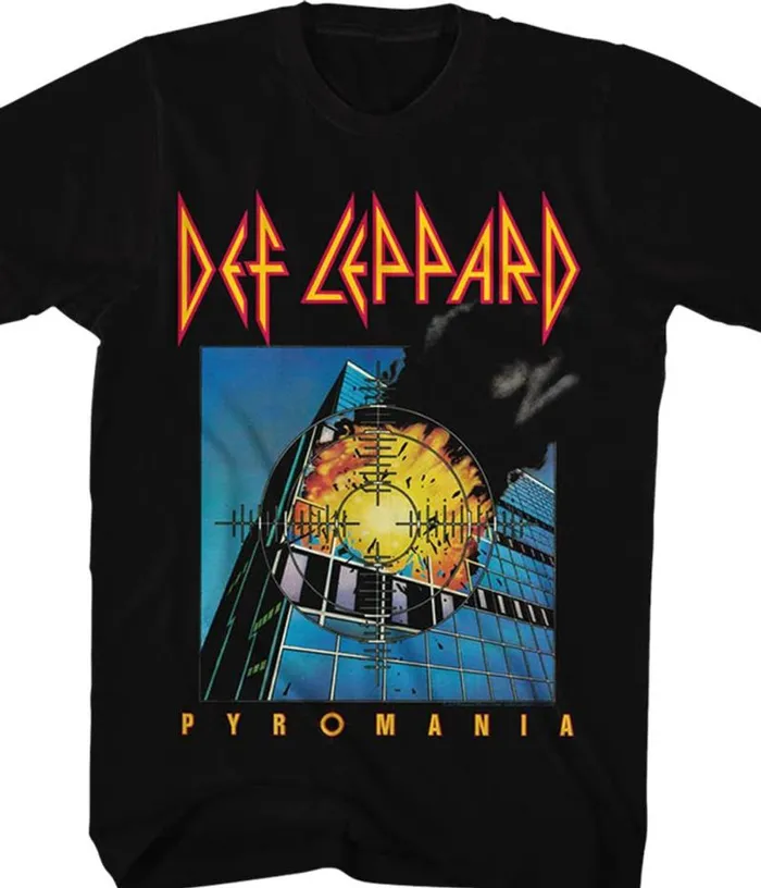 Liquid Blue TShirt Men Def Leppard Pyromania Black TShirt