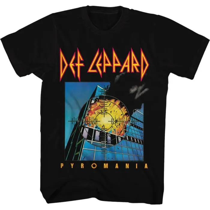 Liquid Blue TShirt Men Def Leppard Pyromania Black TShirt