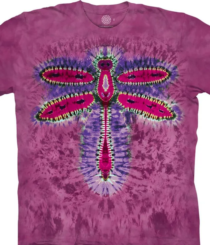 Liquid Blue TShirt Men Dragonfly TieDye Classic Cotton TShirt