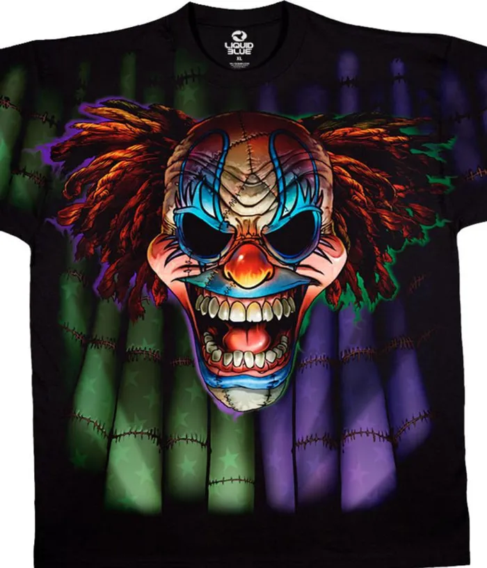 Liquid Blue TShirt Men Evil Clown Black TShirt