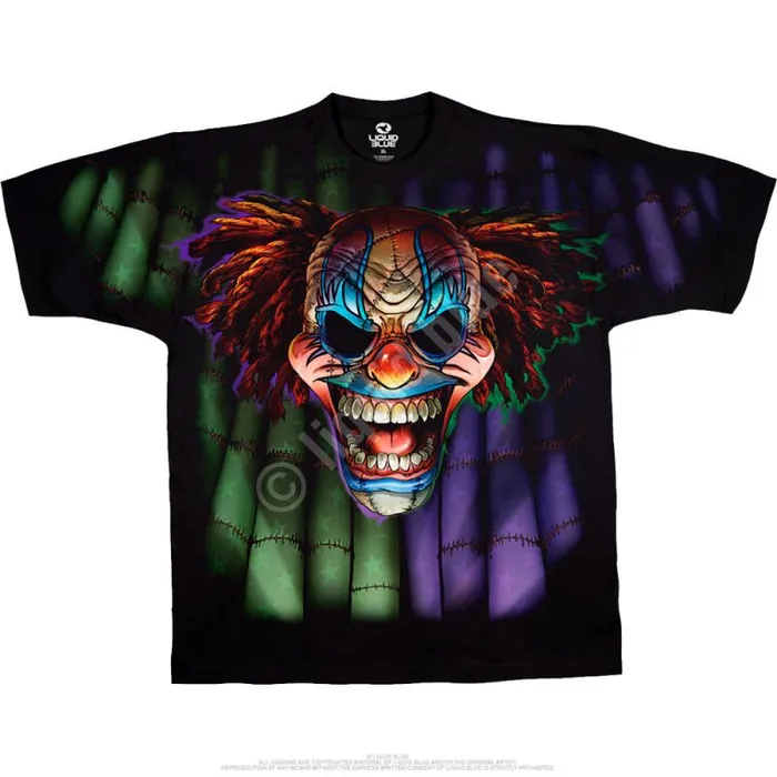 Liquid Blue TShirt Men Evil Clown Black TShirt