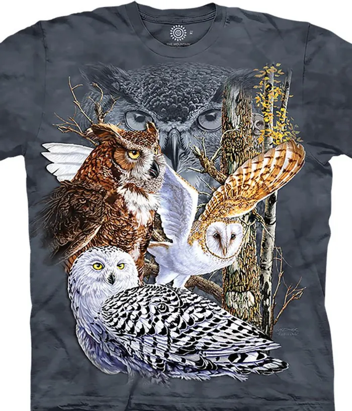 Liquid Blue TShirt Men Find 11 Owls Classic Cotton TShirt