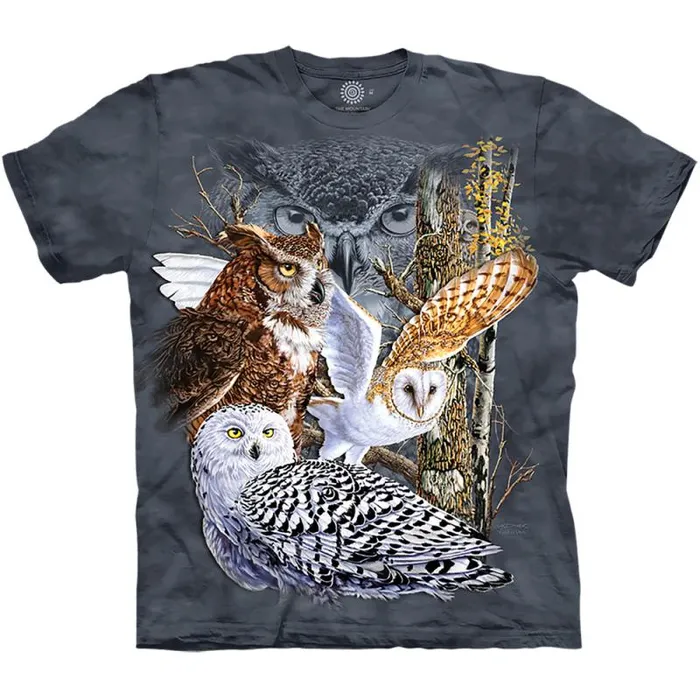 Liquid Blue TShirt Men Find 11 Owls Classic Cotton TShirt