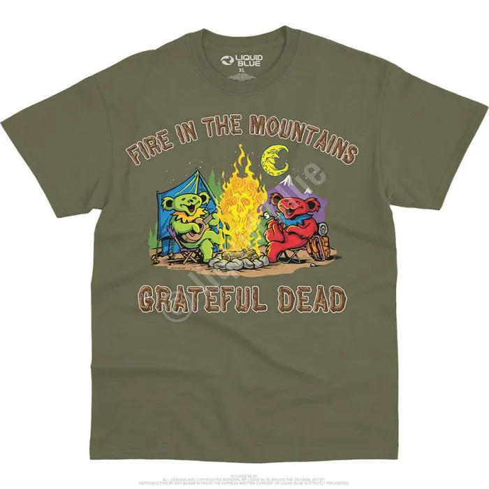Liquid Blue TShirt Men Fire In The Mountain TShirt
