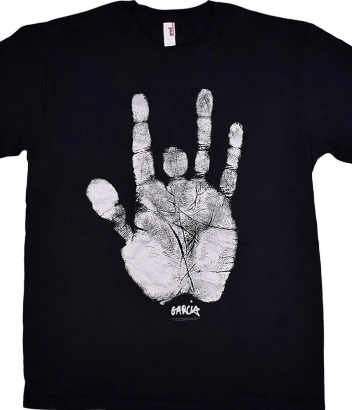 Liquid Blue TShirt Men Garcia Handprint Black TShirt