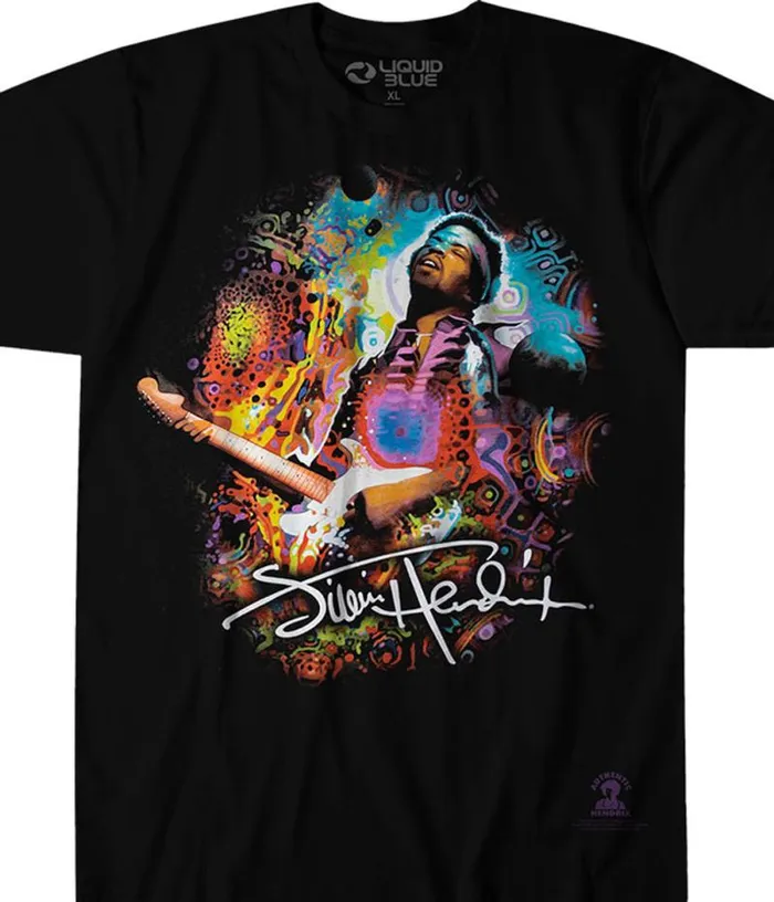 Liquid Blue TShirt Men Hendrix Angel Black TShirt