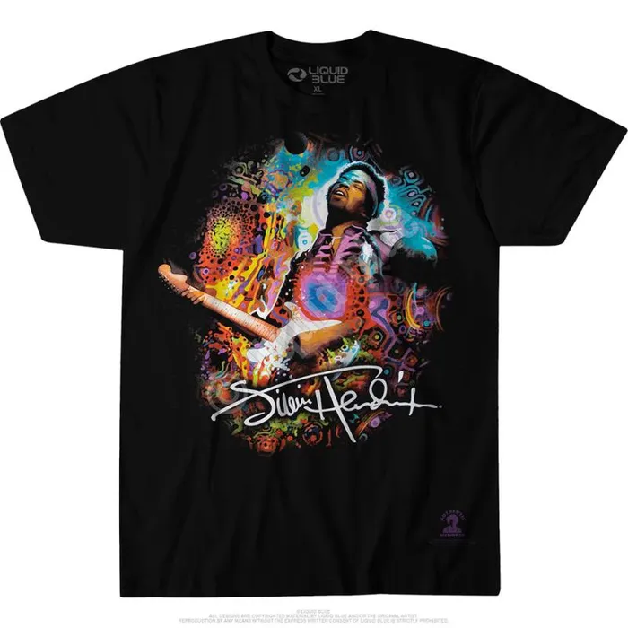 Liquid Blue TShirt Men Hendrix Angel Black TShirt