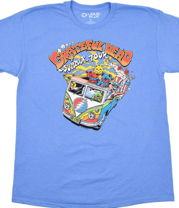 Liquid Blue TShirt Men Hippie Bus Blue TShirt