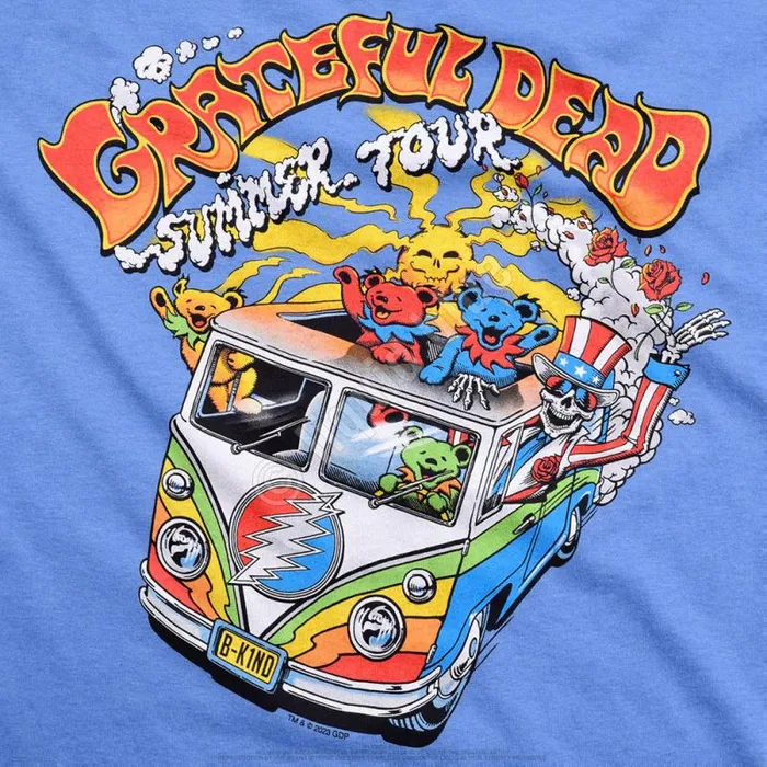 Liquid Blue TShirt Men Hippie Bus Blue TShirt