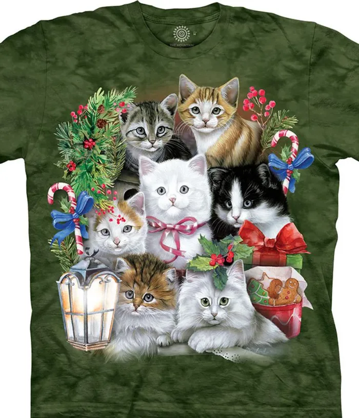 Liquid Blue TShirt Men Holiday Kittens Classic Cotton TShirt