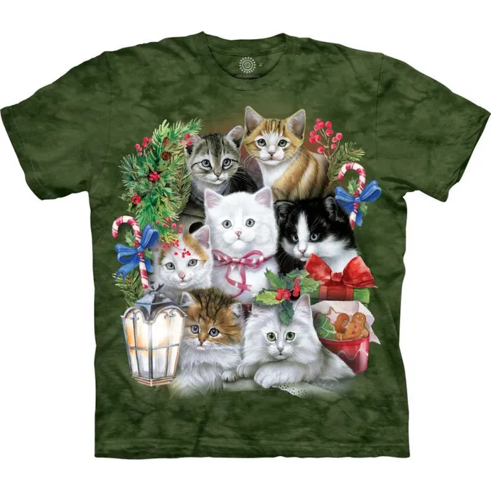 Liquid Blue TShirt Men Holiday Kittens Classic Cotton TShirt