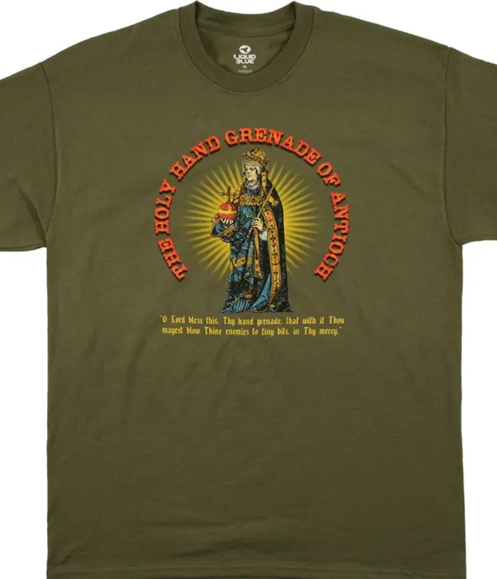 Liquid Blue TShirt Men Holy Hand Grenade Green TShirt