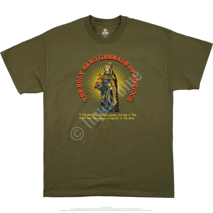 Liquid Blue TShirt Men Holy Hand Grenade Green TShirt