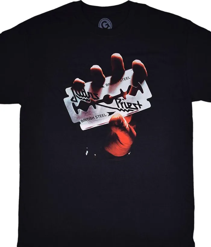 Liquid Blue TShirt Men Judas Priest British Steel Black TShirt