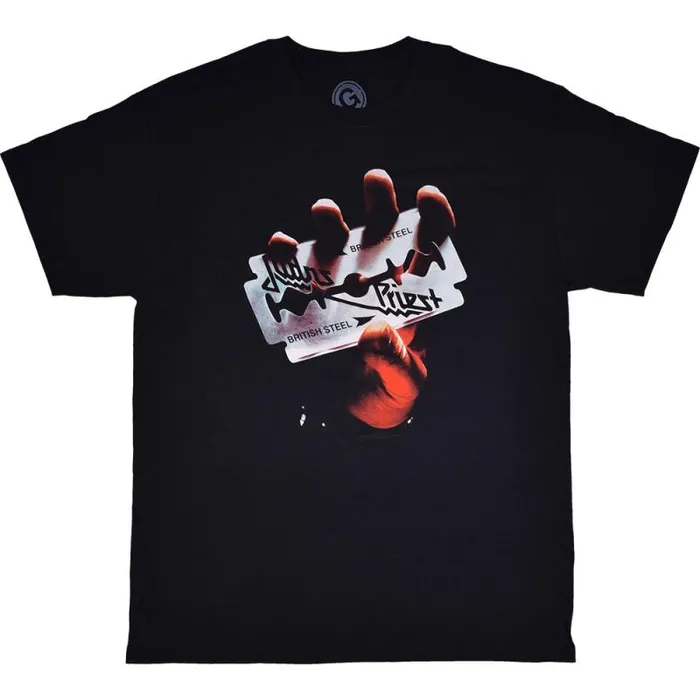 Liquid Blue TShirt Men Judas Priest British Steel Black TShirt