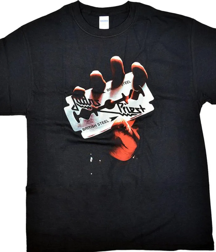 Liquid Blue TShirt Men Judas Priest British Steel Black TShirt