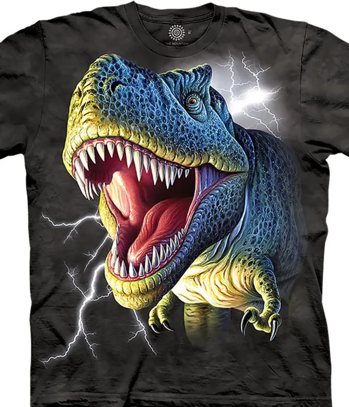 Liquid Blue TShirt Men Lightning Rex Classic Cotton TShirt